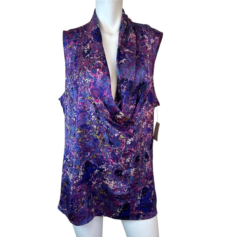 Coldwater Creek Purple Marbled Sleeveless Blouse Shell sz 2X NWT $80